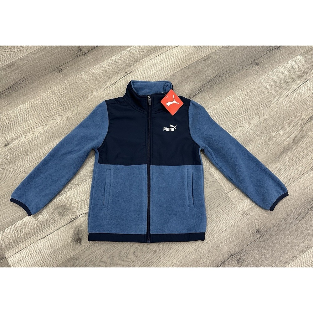 Boys‎ Puma Contrast Fleece Full Zip Track Jacket Blue Size 6 New